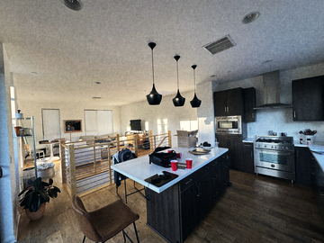 The kitchen location before the crew arrives